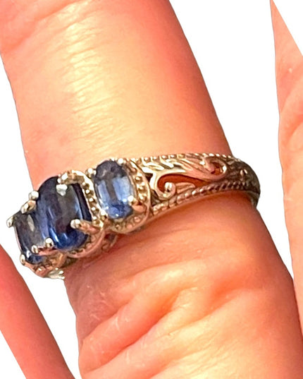 Stunning DJOY sapphire sterling silver ornate 925 ring high quality design