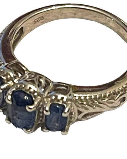 Stunning DJOY sapphire sterling silver ornate 925 ring high quality design