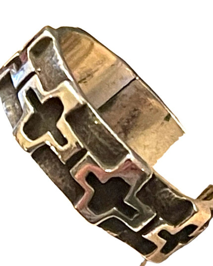 Vintage stunning! Artisan hand made Italy Cross ring religious