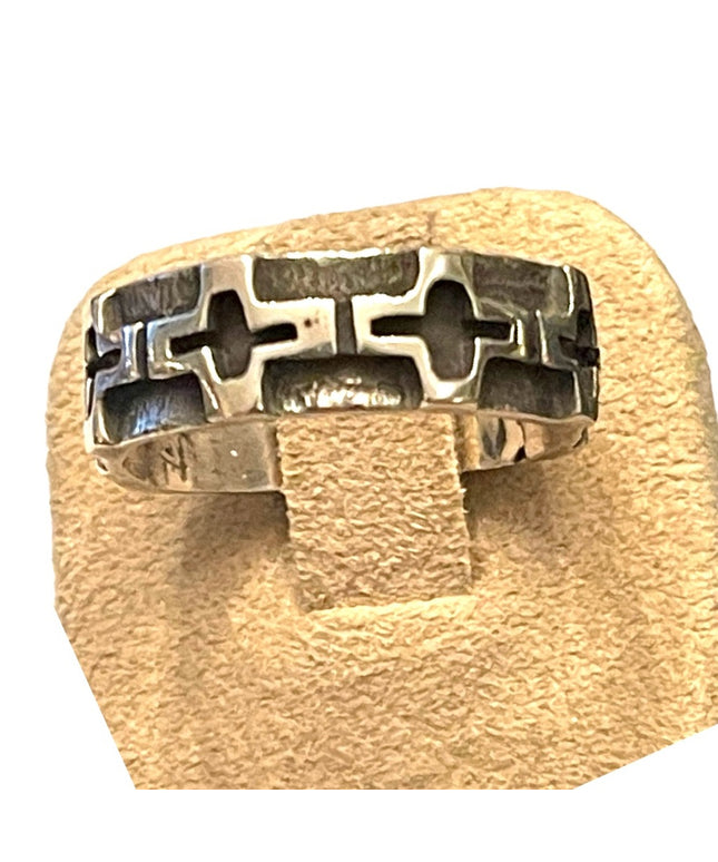 Vintage stunning! Artisan hand made Italy Cross ring religious