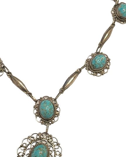 Plata De Jalisco VHLC Guad Mex 925 sterling RARE turquoise necklace southwestern