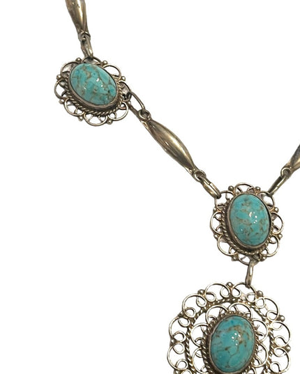 Plata De Jalisco VHLC Guad Mex 925 sterling RARE turquoise necklace southwestern