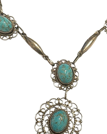 Plata De Jalisco VHLC Guad Mex 925 sterling RARE turquoise necklace southwestern