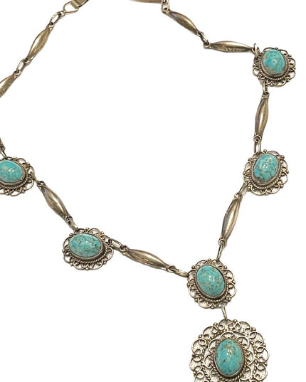 Plata De Jalisco VHLC Guad Mex 925 sterling RARE turquoise necklace southwestern