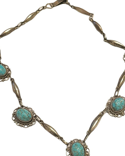 Plata De Jalisco VHLC Guad Mex 925 sterling RARE turquoise necklace southwestern
