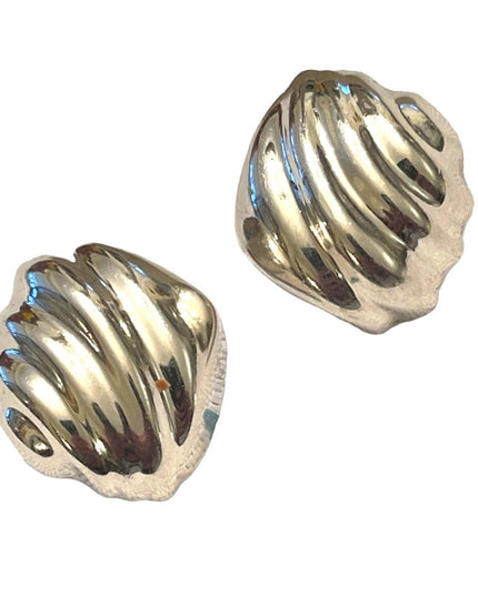 VTG Taxco Mexico MFV Signed artisan earrings Wave clip on sterling Silver 925