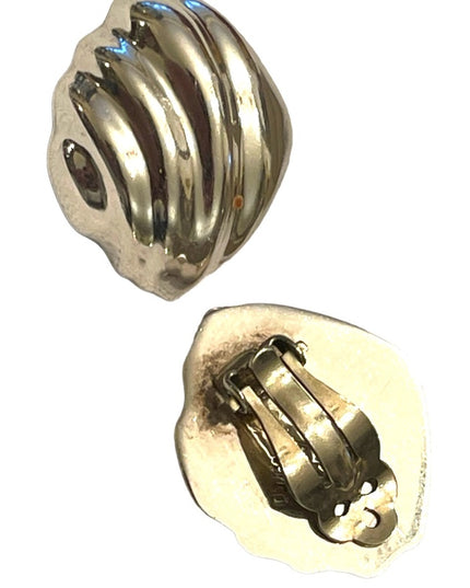 VTG Taxco Mexico MFV Signed artisan earrings Wave clip on sterling Silver 925
