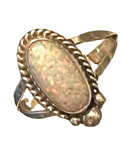 Vintage sterling silver 925 southwestern OPAL artisan made ring