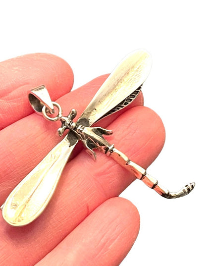 stunning vintage Sterling silver 925 Dragon fly large necklace pendant