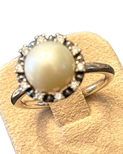 Stunning sterling silver 925 Pearl CZ Pandora Everlasting Grace ring