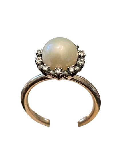 Stunning sterling silver 925 Pearl CZ Pandora Everlasting Grace ring