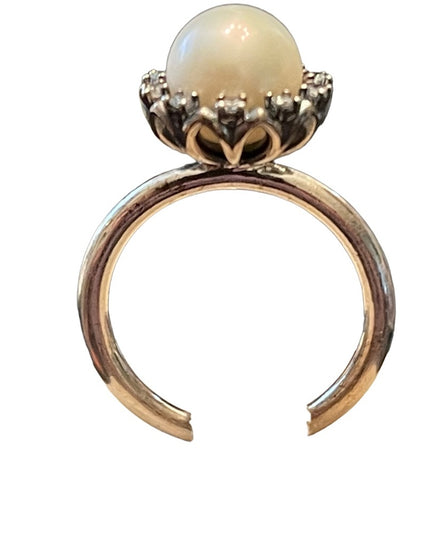 Stunning sterling silver 925 Pearl CZ Pandora Everlasting Grace ring