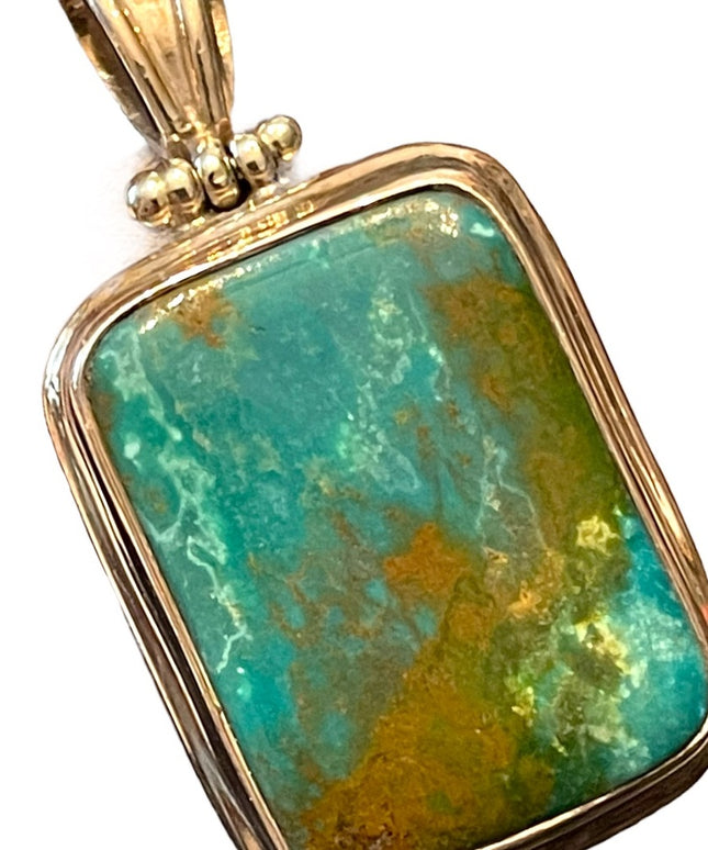 Sterling silver 925 Fancy turquoise Large necklace pendant