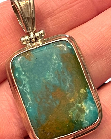 Sterling silver 925 Fancy turquoise Large necklace pendant