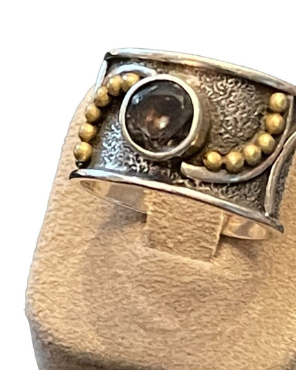 Sterling silver 925 INDIA Handmade artisan quartz ring cigar band