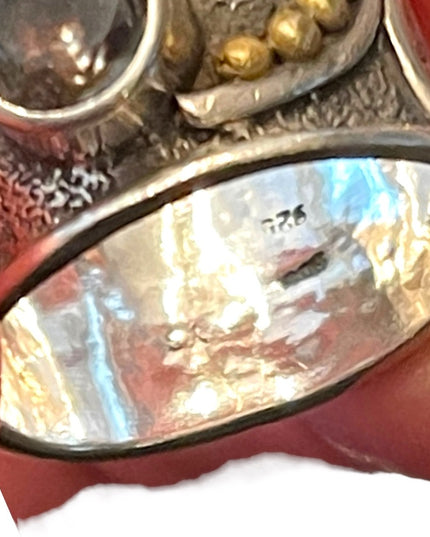 Sterling silver 925 INDIA Handmade artisan quartz ring cigar band