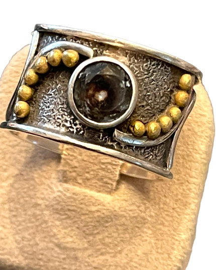 Sterling silver 925 INDIA Handmade artisan quartz ring cigar band