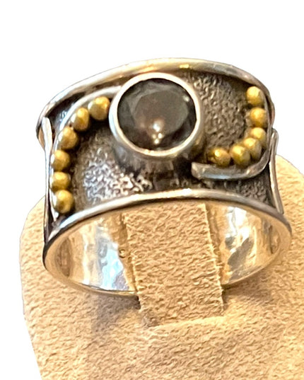 Sterling silver 925 INDIA Handmade artisan quartz ring cigar band
