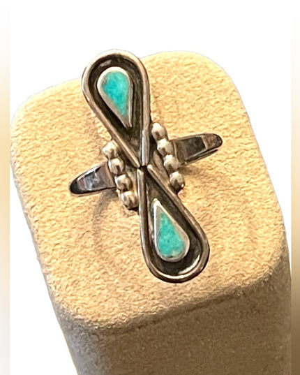 Vintage 1970s Sterling silver 925 green turquoise Southwestern ring