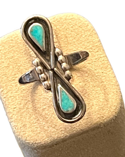 Vintage 1970s Sterling silver 925 green turquoise Southwestern ring