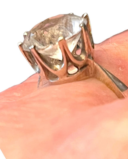 Vintage stunning 835 Silver large CZ glass fancy dinner ring