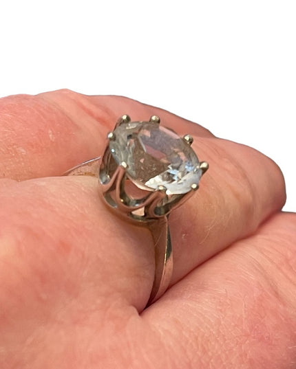 Vintage stunning 835 Silver large CZ glass fancy dinner ring