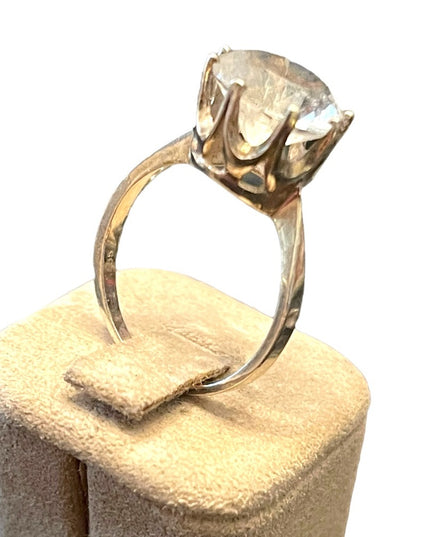 Vintage stunning 835 Silver large CZ glass fancy dinner ring