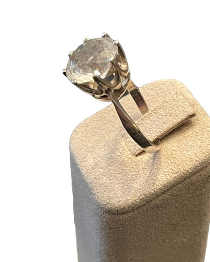 Vintage stunning 835 Silver large CZ glass fancy dinner ring