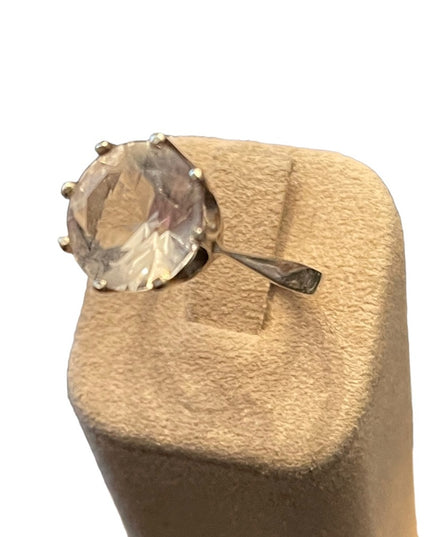 Vintage stunning 835 Silver large CZ glass fancy dinner ring