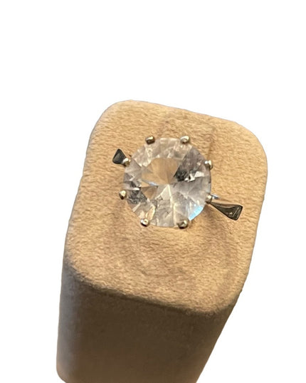 Vintage stunning 835 Silver large CZ glass fancy dinner ring