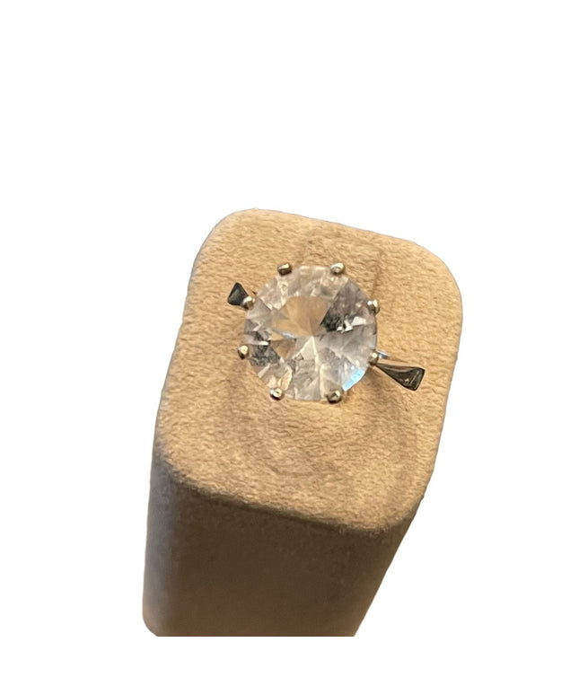 Vintage stunning 835 Silver large CZ glass fancy dinner ring