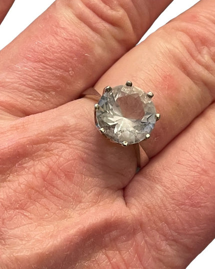 Vintage stunning 835 Silver large CZ glass fancy dinner ring