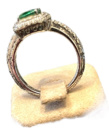 Sterling silver 925 Tacori Fancy green glass CZ dinner ring