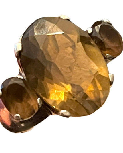 Stunning vintage Large quartz topaz dinner ring chunky sterling silver 925
