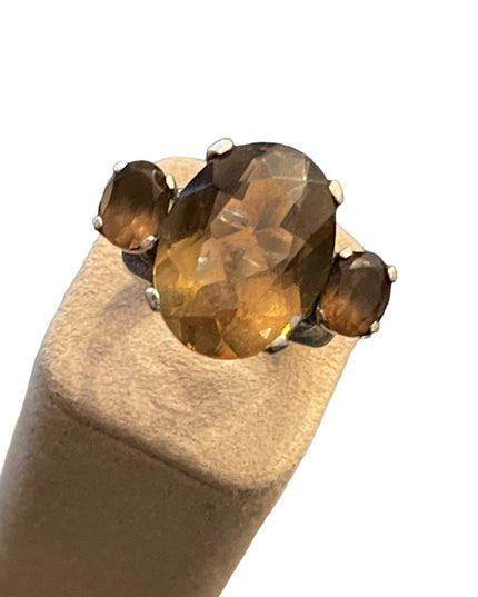 Stunning vintage Large quartz topaz dinner ring chunky sterling silver 925