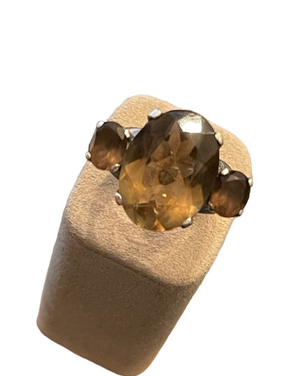Stunning vintage Large quartz topaz dinner ring chunky sterling silver 925