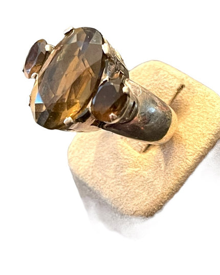 Stunning vintage Large quartz topaz dinner ring chunky sterling silver 925