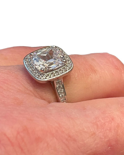 Lovely sterling silver 925 Fancy CZ engagement ring or RH dinner cluster