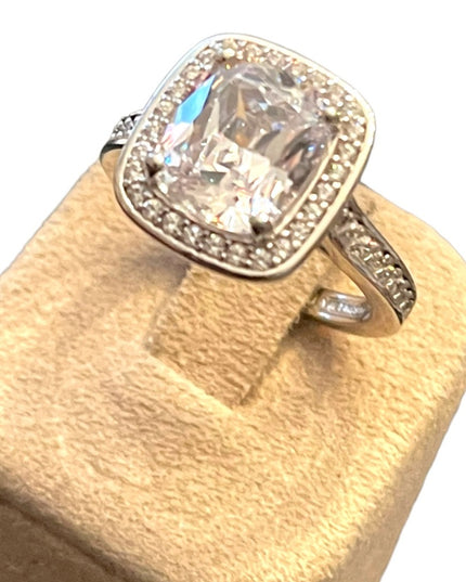 Lovely sterling silver 925 Fancy CZ engagement ring or RH dinner cluster