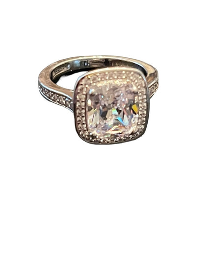 Lovely sterling silver 925 Fancy CZ engagement ring or RH dinner cluster