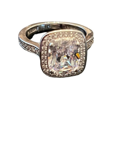 Lovely sterling silver 925 Fancy CZ engagement ring or RH dinner cluster