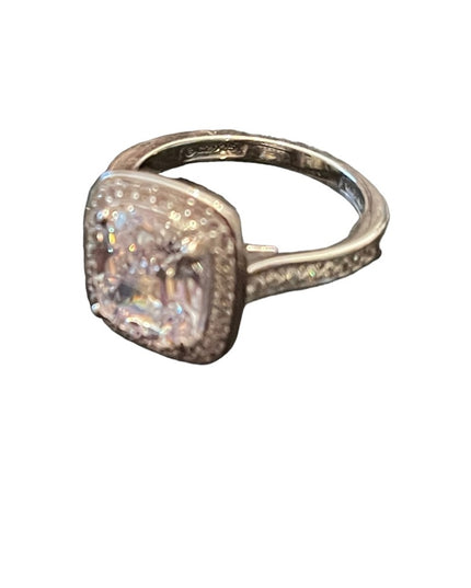 Lovely sterling silver 925 Fancy CZ engagement ring or RH dinner cluster