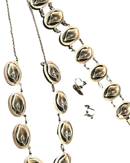 Art Deco vintage Dancraft art deco Sterling silver 925 Cala Lily SET Parure