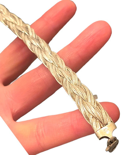 Lovely Chunky heavy Sterling silver Braided fancy bracelet Male female Unisex