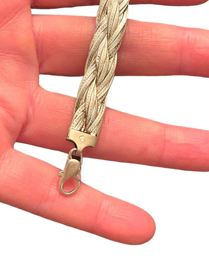 Lovely Chunky heavy Sterling silver Braided fancy bracelet Male female Unisex