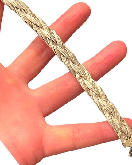 Lovely Chunky heavy Sterling silver Braided fancy bracelet Male female Unisex