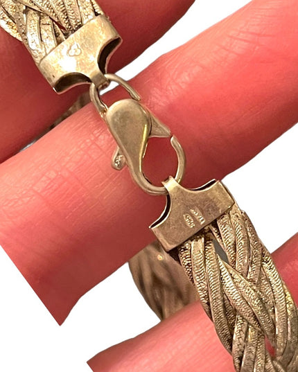 Lovely Chunky heavy Sterling silver Braided fancy bracelet Male female Unisex