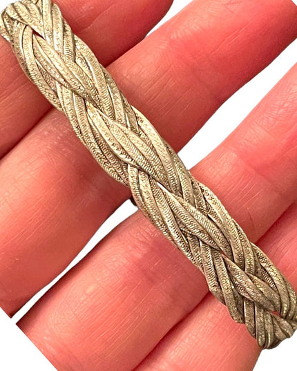 Lovely Chunky heavy Sterling silver Braided fancy bracelet Male female Unisex