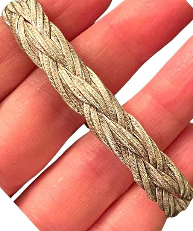 Lovely Chunky heavy Sterling silver Braided fancy bracelet Male female Unisex