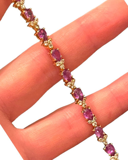 Sterling silver 925 Gold plt DBJ Thai CZ Simulated Amethyst tennis bracelet